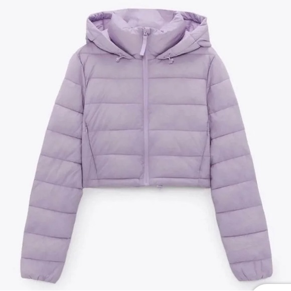 Zara Lilac Cropped Puffer Jacket - Picture 2 of 5